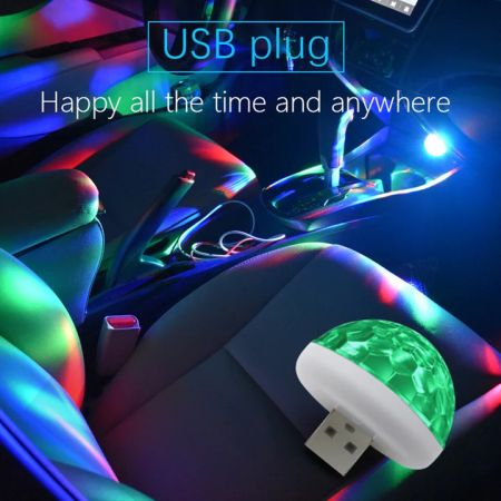 Car LED Light Small Magic Ball Lamp Crystal RGB LED 4W Sound Control Disco Party Music for Android
