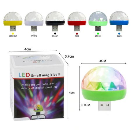 Car LED Light Small Magic Ball Lamp Crystal RGB LED 4W Sound Control Disco Party Music for Android