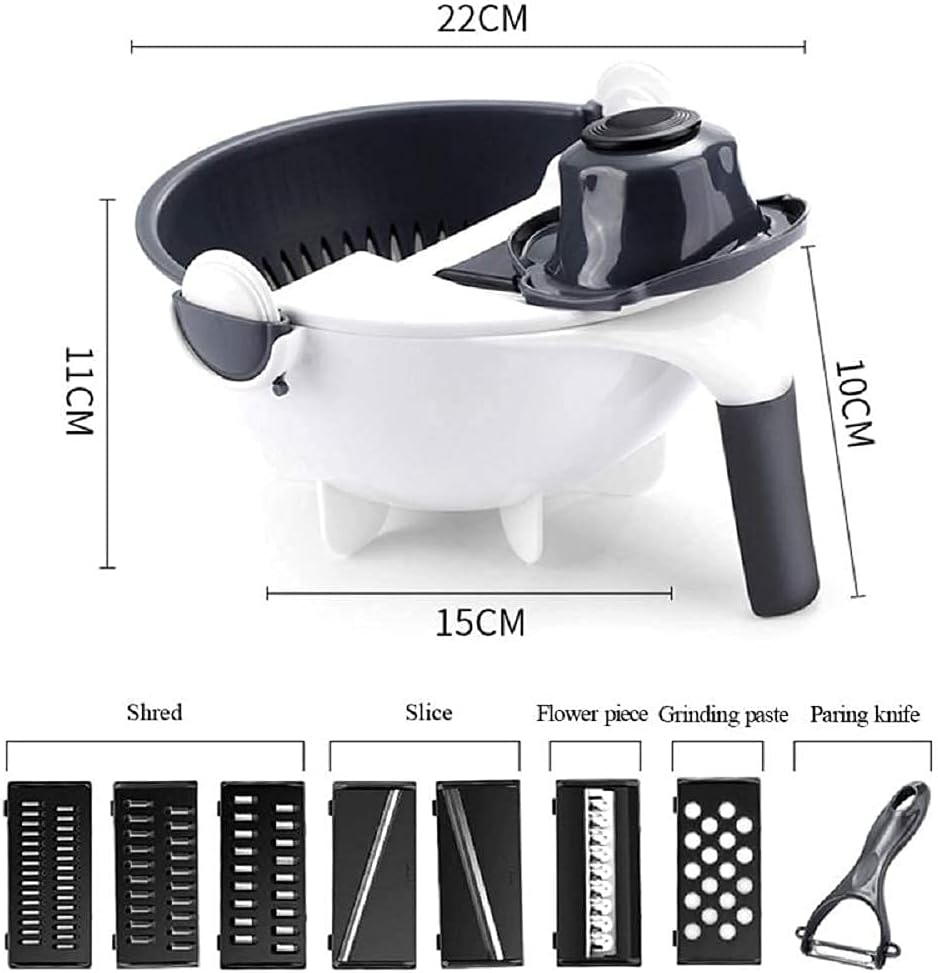 9 in 1 Magic Multifuctional Rotate Vegetable Cutter Basket