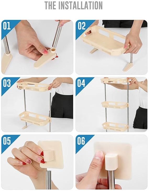 🛁 3-Tier No-Drill Bathroom Organizer – رف تنظيم للحمّام 3 طبقات بدون حفر