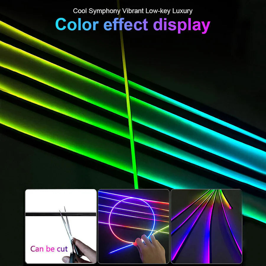 RGB Car Ambient Light Kit – 18 in 1 Fiber Optic LED Interior Neon Lights with Music Sync & Dynamic Modes
