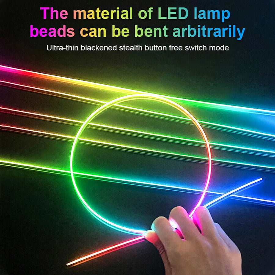 RGB Car Ambient Light Kit – 18 in 1 Fiber Optic LED Interior Neon Lights with Music Sync & Dynamic Modes