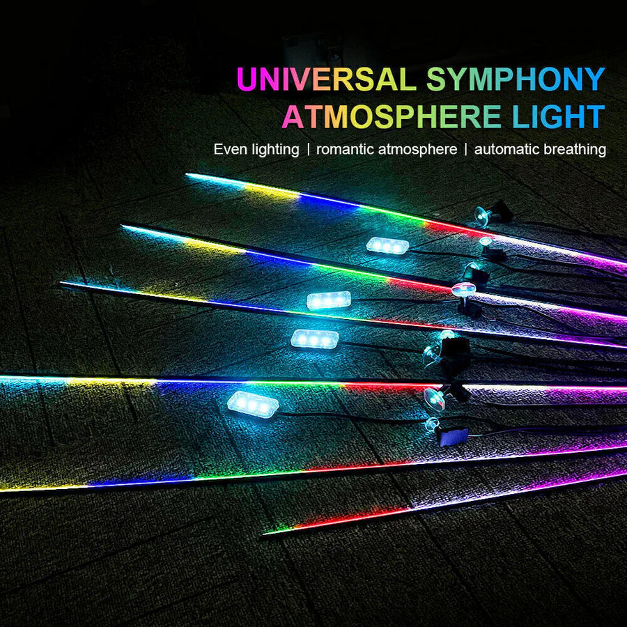 RGB Car Ambient Light Kit – 18 in 1 Fiber Optic LED Interior Neon Lights with Music Sync & Dynamic Modes