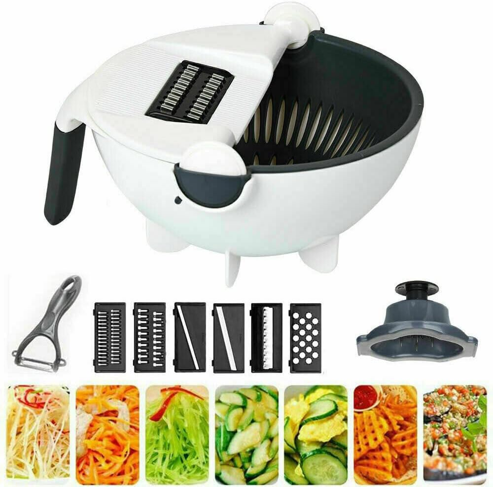 9 in 1 Magic Multifuctional Rotate Vegetable Cutter Basket