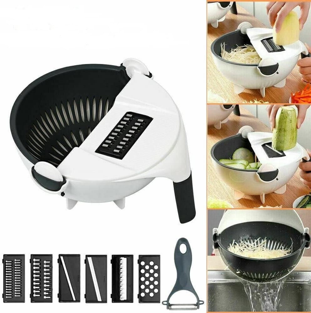 9 in 1 Magic Multifuctional Rotate Vegetable Cutter Basket