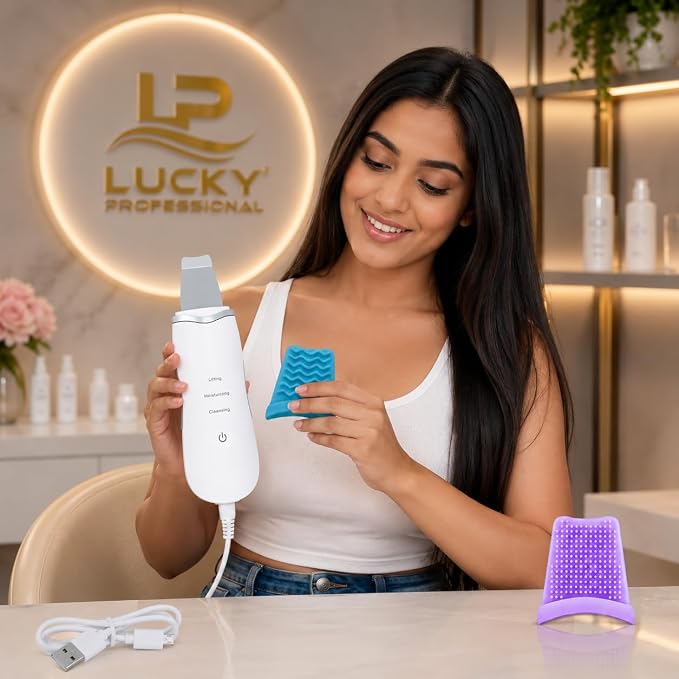Ultrasonic Skin Scrubber – 3-in-1 Deep Pore Cleansing & Lifting Device ✨💆♀️