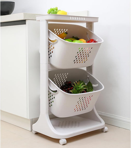 Trolley Vegetable Fruit Storage Rack with Wheels