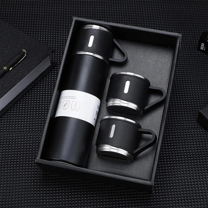 Thermos With Cups Double Wall Stainless Steel 500ml Vacuum Flask