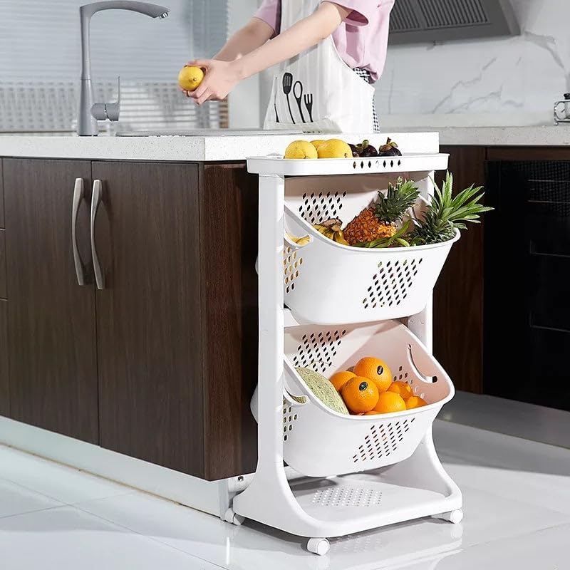 Trolley Vegetable Fruit Storage Rack with Wheels