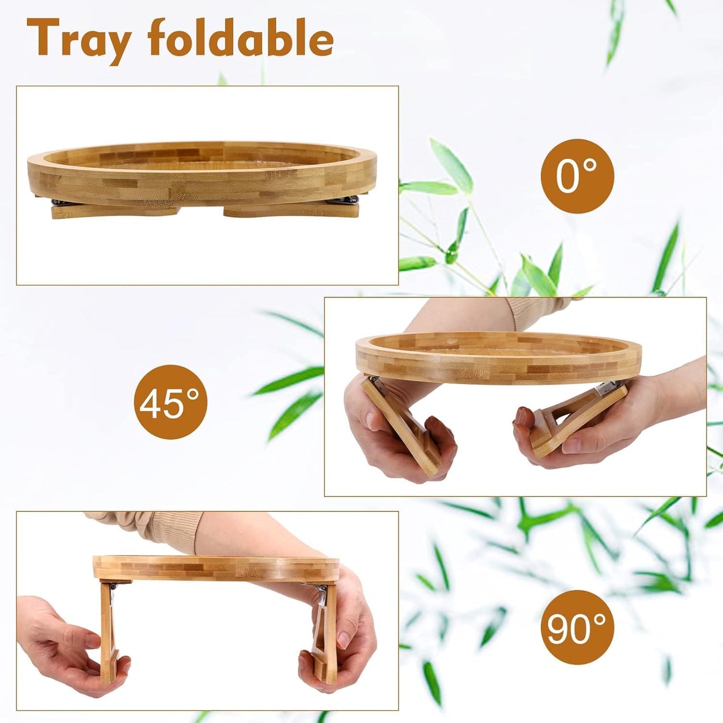 Round Bamboo Sofa Arm Tray