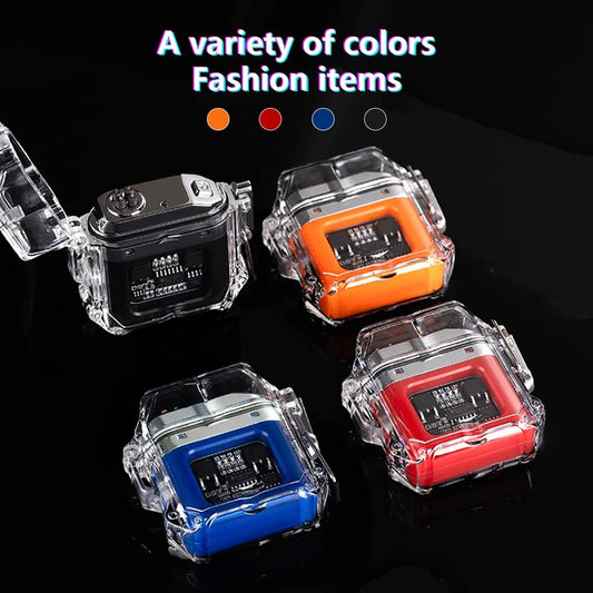 Waterproof Electric Torch Transparent Lighter, Windproof Plasma Lighter, USB Rechargeable, Outdoor Camping Gift, Dual ARC
