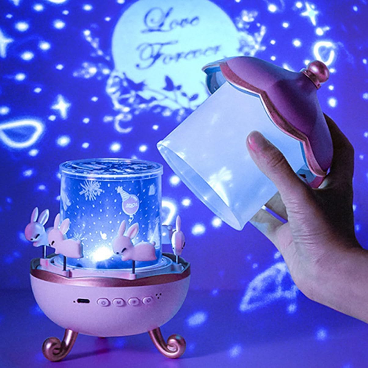 Galaxy Bunny Carousel Star Projector Lamp