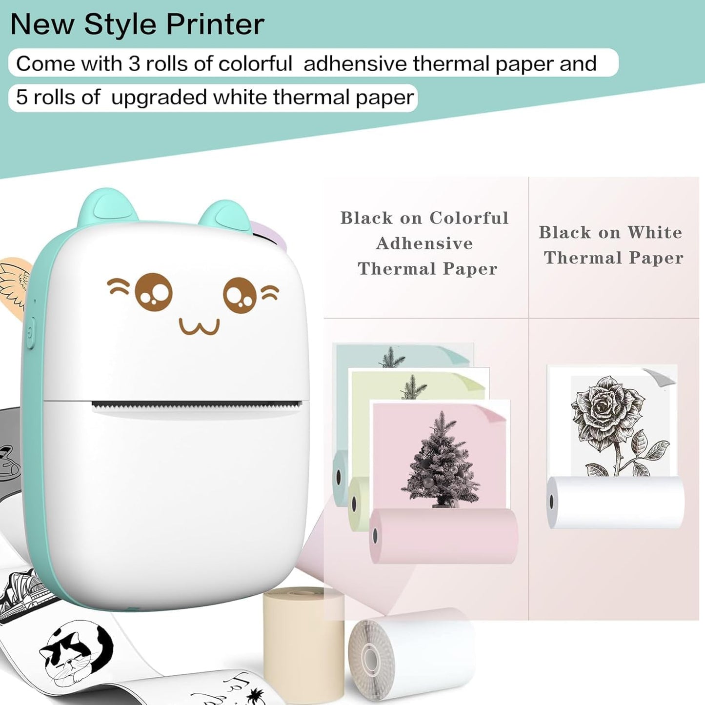 Bluetooth Pocket Mini Printer, For Android & iOS With 1 Free Paper Roll