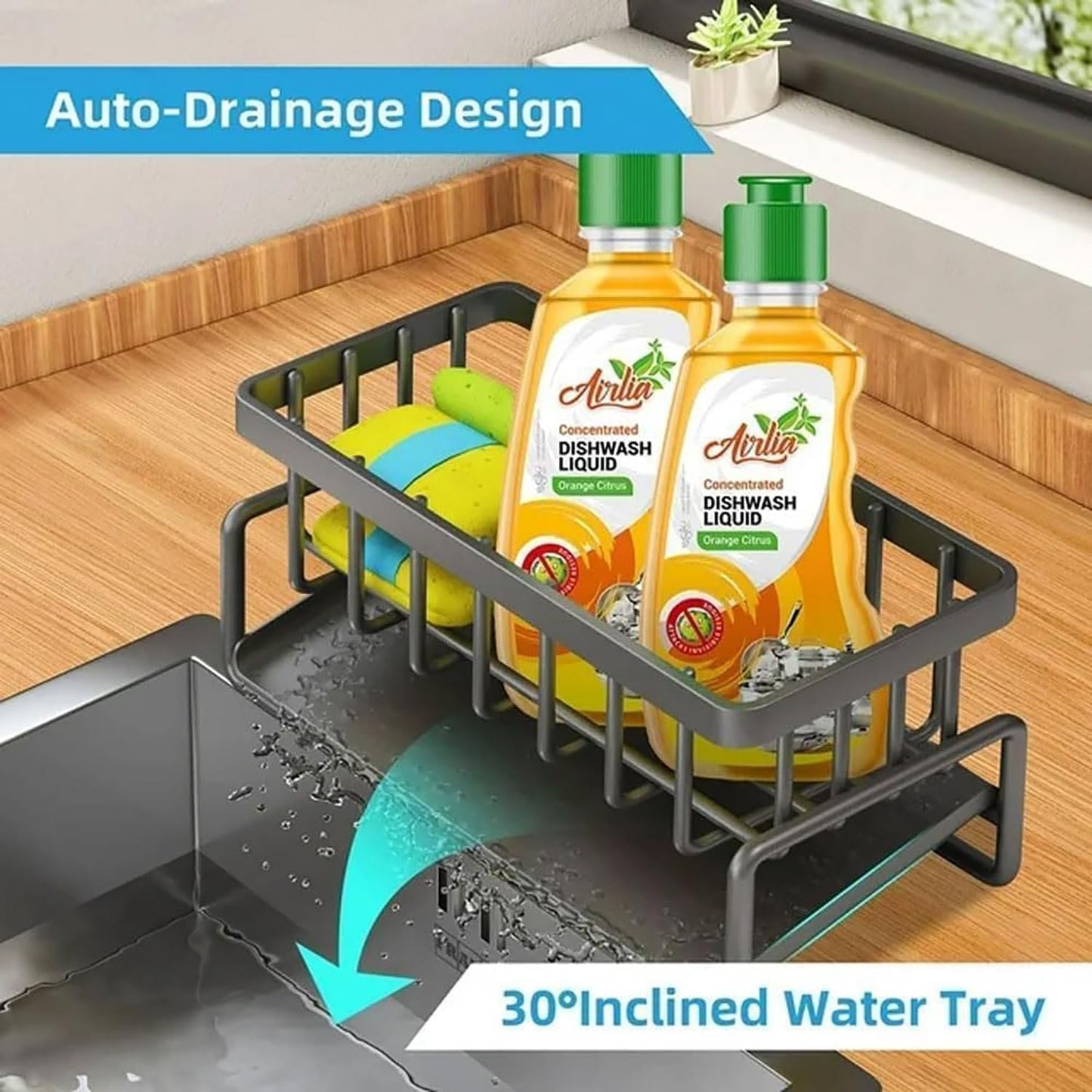 Adjustable Stainless Steel Dish Rack for Sponge