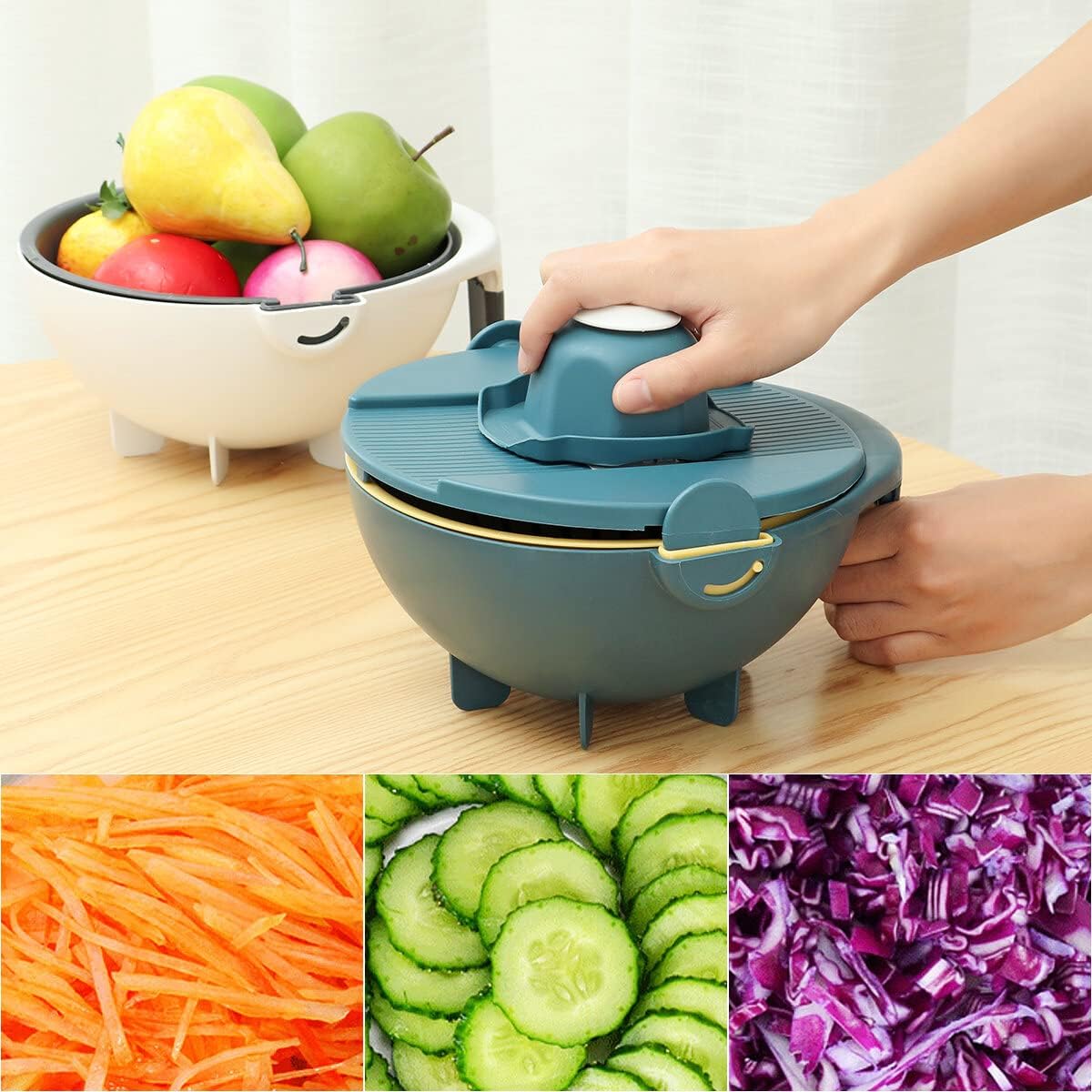 9 in 1 Magic Multifuctional Rotate Vegetable Cutter Basket