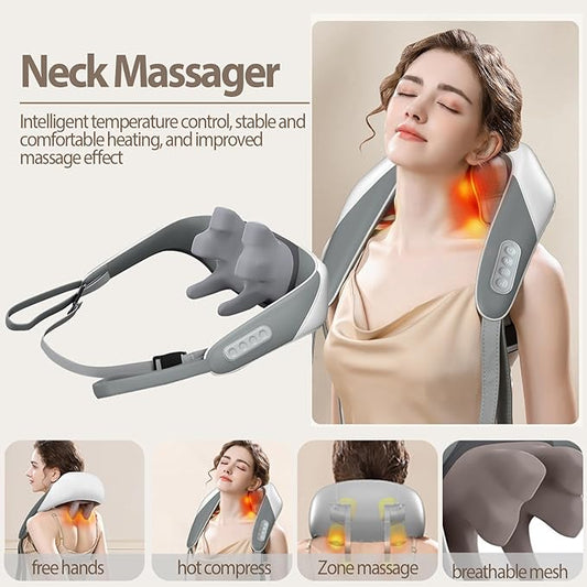 Rechargeable Neck Massager with Heat – 5D Deep Tissue Relief