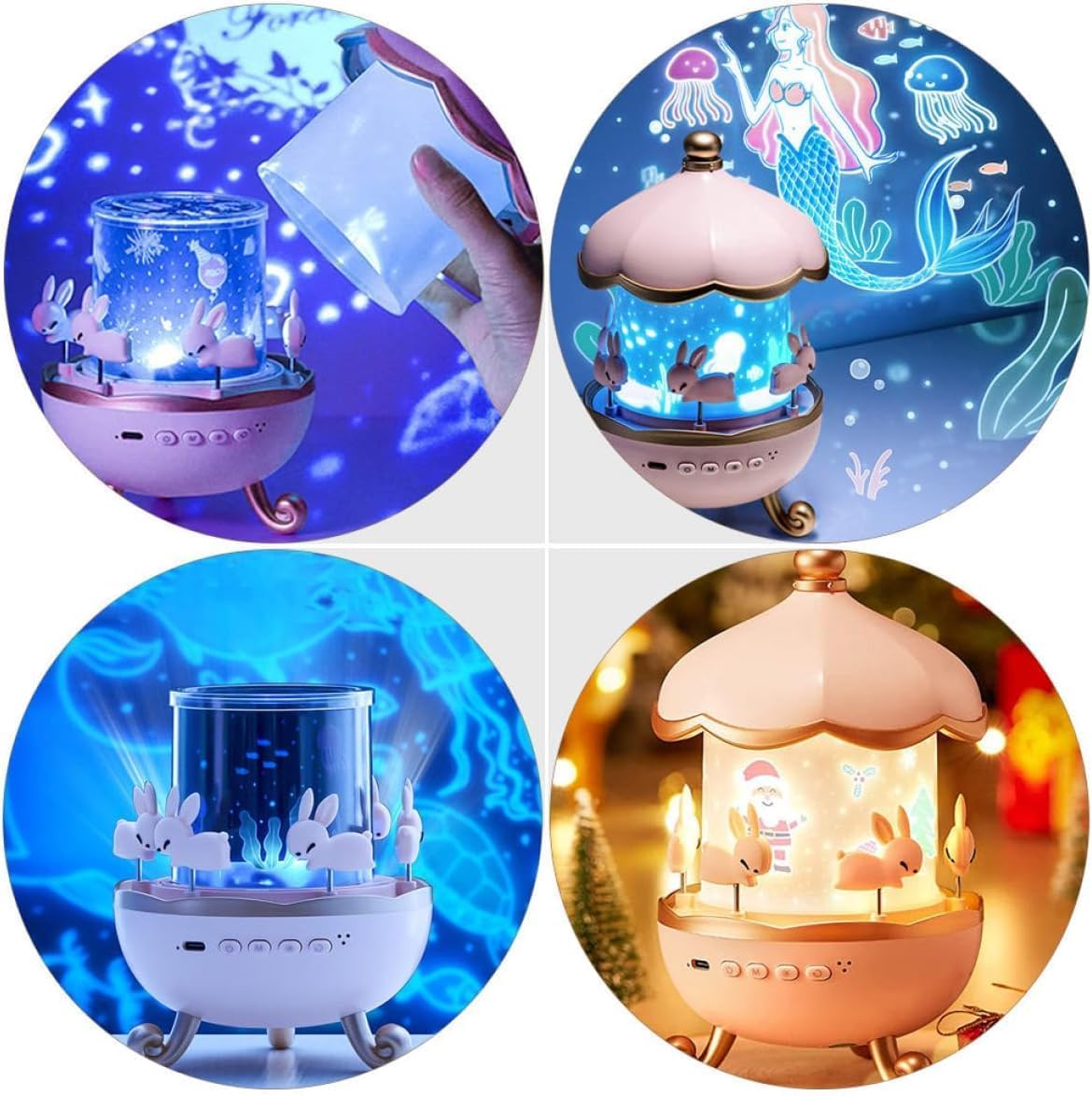 Galaxy Bunny Carousel Star Projector Lamp