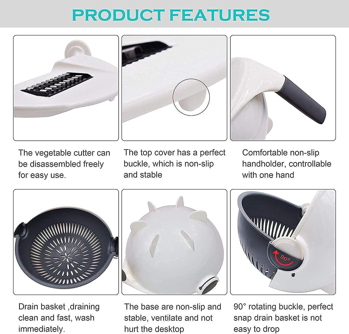 9 in 1 Magic Multifuctional Rotate Vegetable Cutter Basket