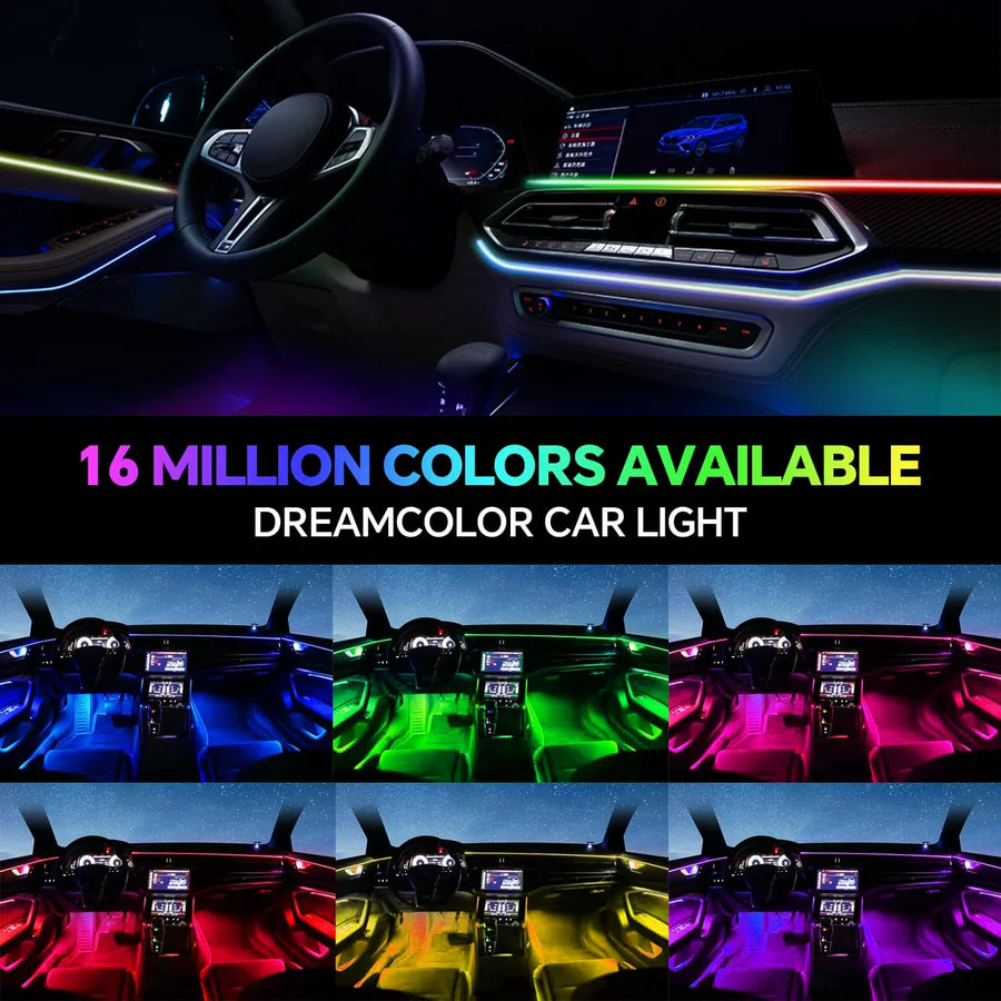 RGB Car Ambient Light Kit – 18 in 1 Fiber Optic LED Interior Neon Lights with Music Sync & Dynamic Modes