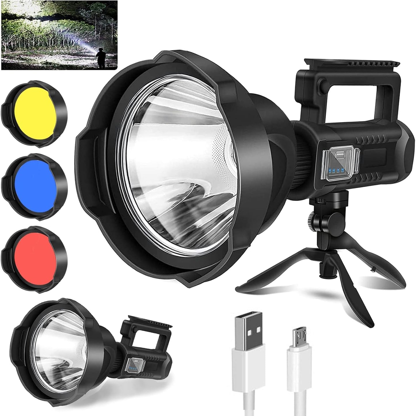 High-Power Handheld Flashlight with Tripod