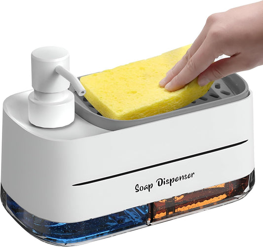 Dual Pump Soap Dispenser with Sponge Holder