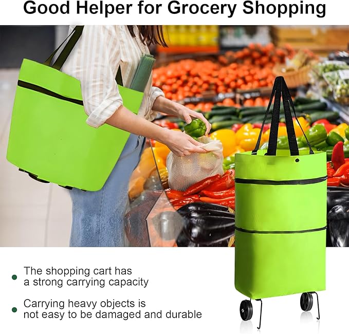 Collapsible Shopping Trolley Bag โ Foldable Cart with Wheels
