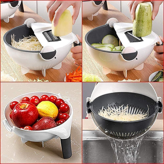 9 in 1 Magic Multifuctional Rotate Vegetable Cutter Basket
