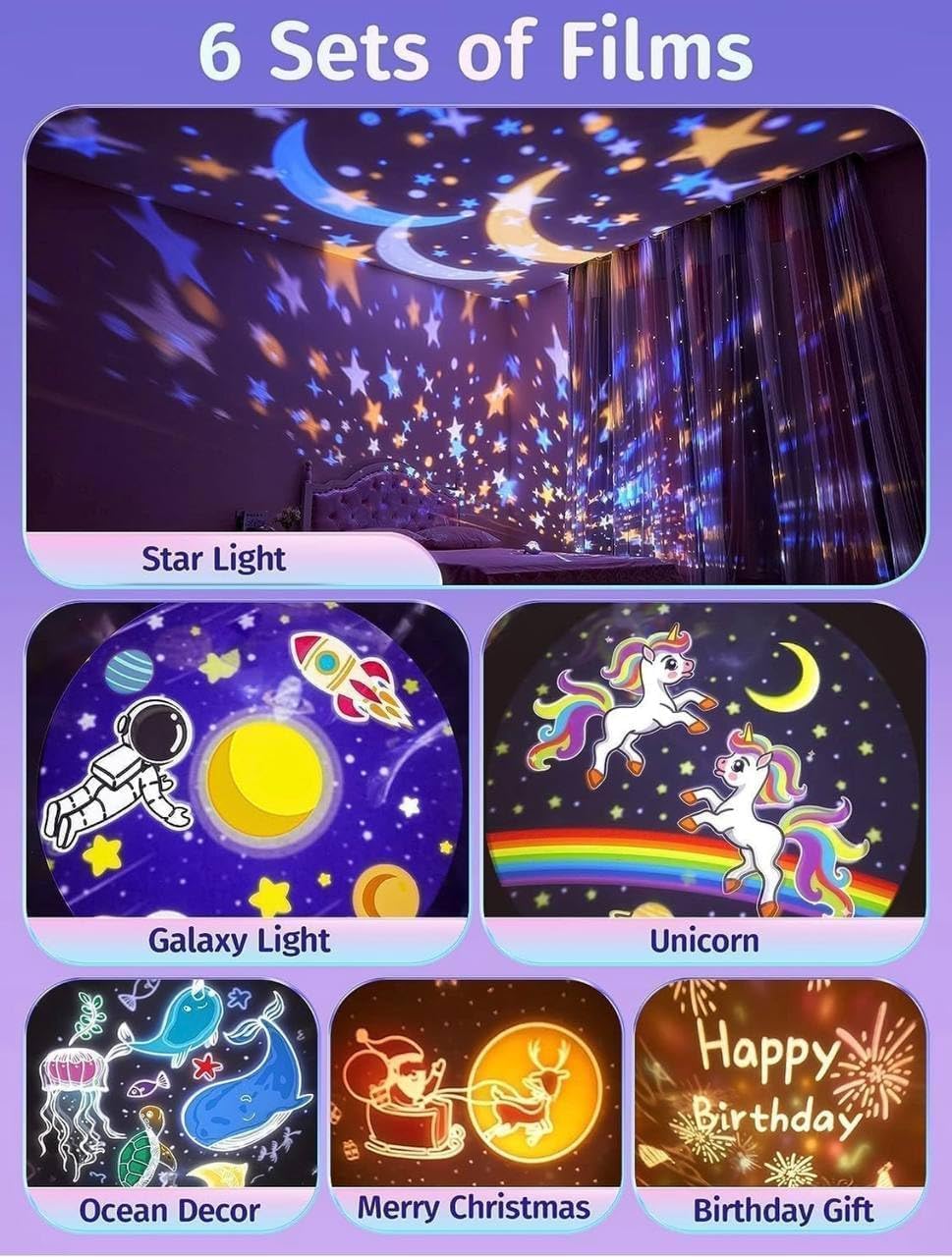 Galaxy Bunny Carousel Star Projector Lamp