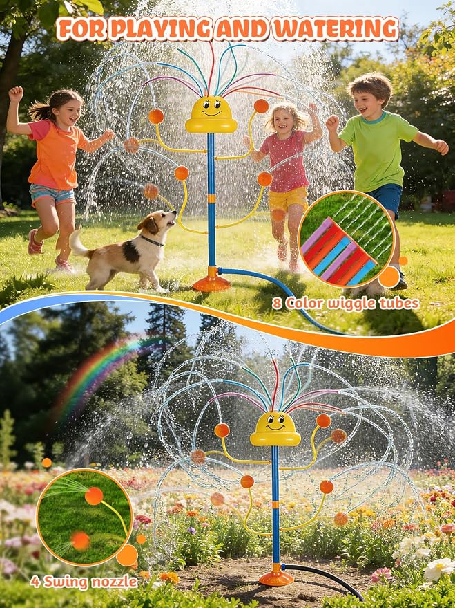 Rainbow Water Sprinkler Toy โ Outdoor Summer Splash Game for Kids ๐๐ฆโจ