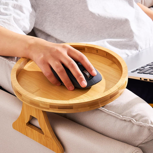 Round Bamboo Sofa Arm Tray