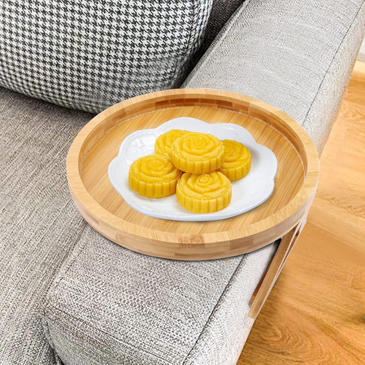 Round Bamboo Sofa Arm Tray