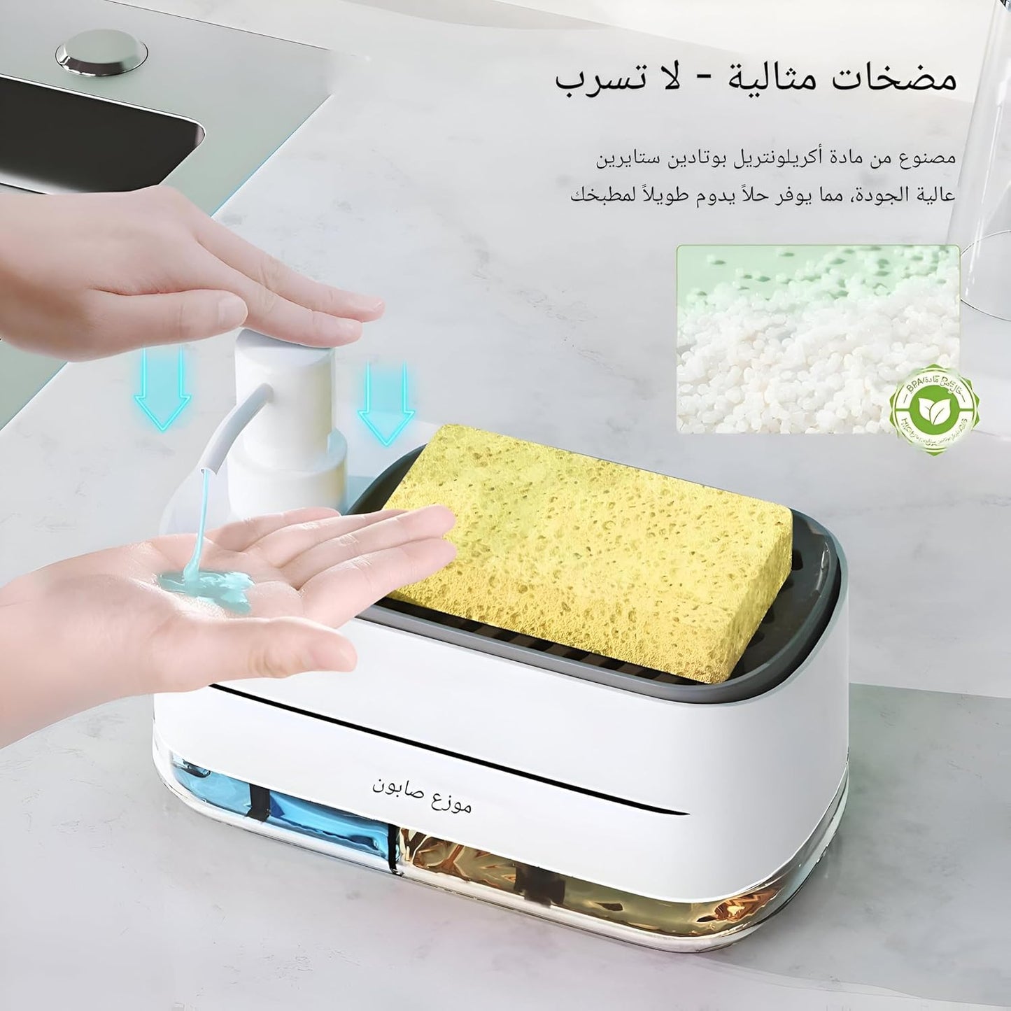Dual Pump Soap Dispenser with Sponge Holder