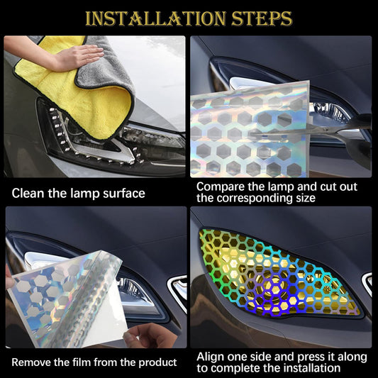 Universal Car Rear Tail Light Lamp Stickers Honeycomb