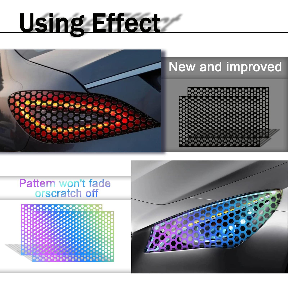 Universal Car Rear Tail Light Lamp Stickers Honeycomb