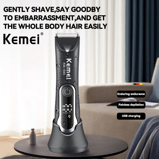 Waterproof Body Groomer With Skin Friendly Blades Kemei Hair Trimmer KM-1840