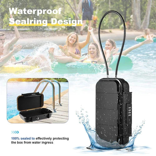 Portable Safe Box with Code, Waterproof & Anti-Theft for Beach with Wire Rope -AS