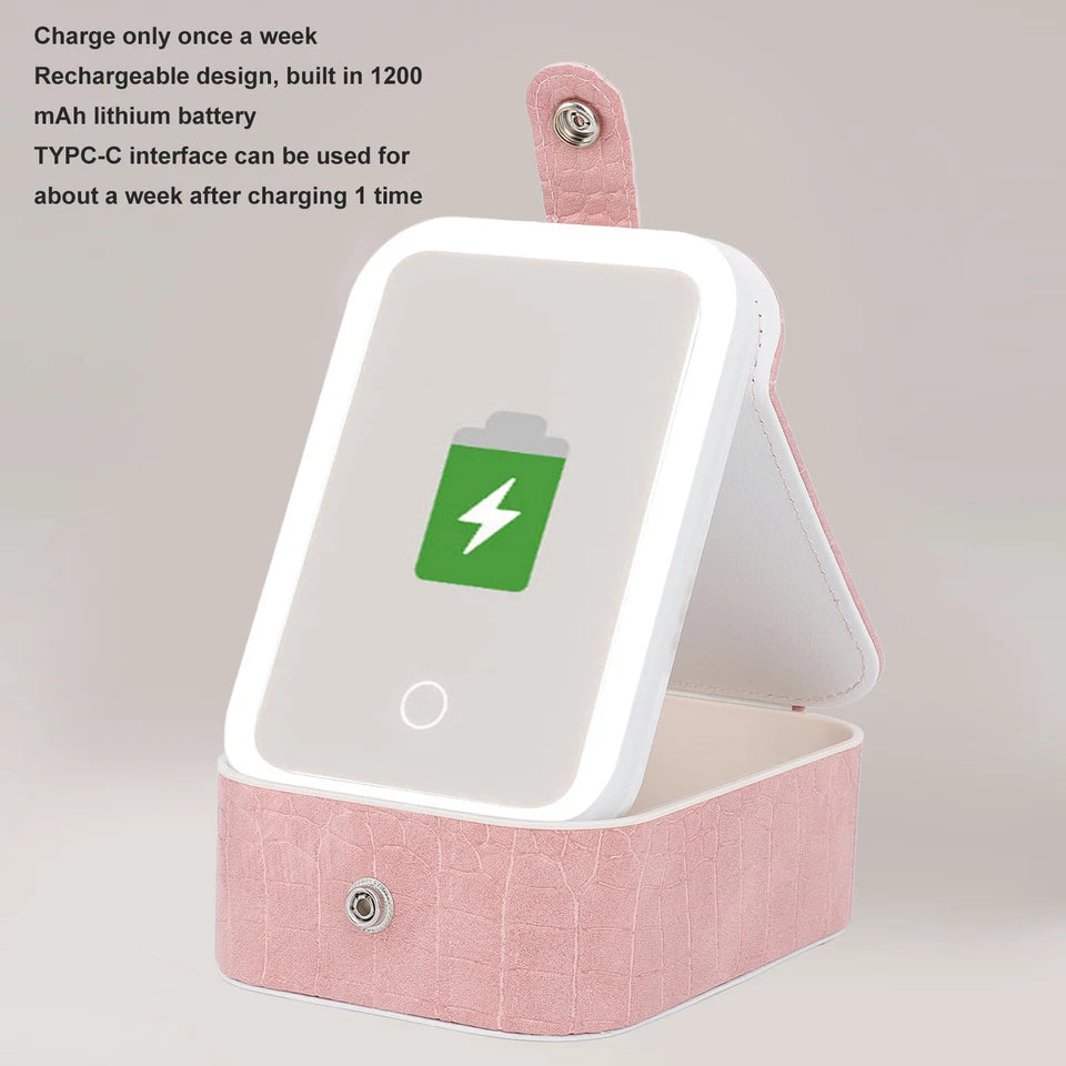 LED Makeup Case with Mirror โ Portable Organizer