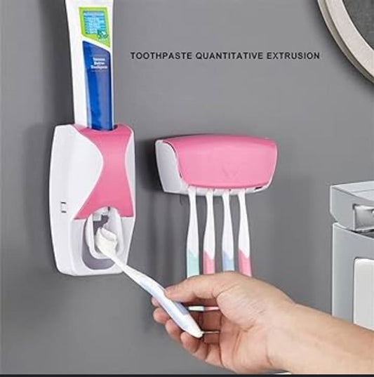 Automatic Toothpaste Dispenser & Toothbrush Holder Set