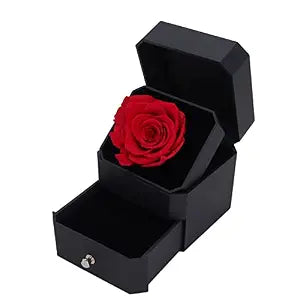 Luxurious Jewelry Box With Eternal Flower Rose + Magnetic Four Heart Necklace