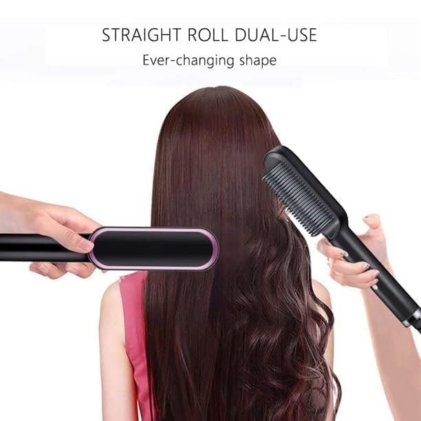 Electric Hair Straightening Brush – Fast Heat Styling Comb 💚✨