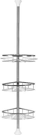 4 Tier Bathroom Corner Shelf with Towel Holder – Wall Mounted Storage Rack for Toiletries & Towels