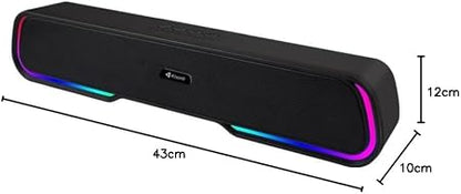 Kisonli LED-913 Portable Rechargeable Battery Powered Soundbar bluetooth gaming colorful light speaker with RGB light (Black)