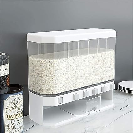 6-Grid Wall-Mounted Dry Food Dispenser – Airtight Kitchen Organizer
