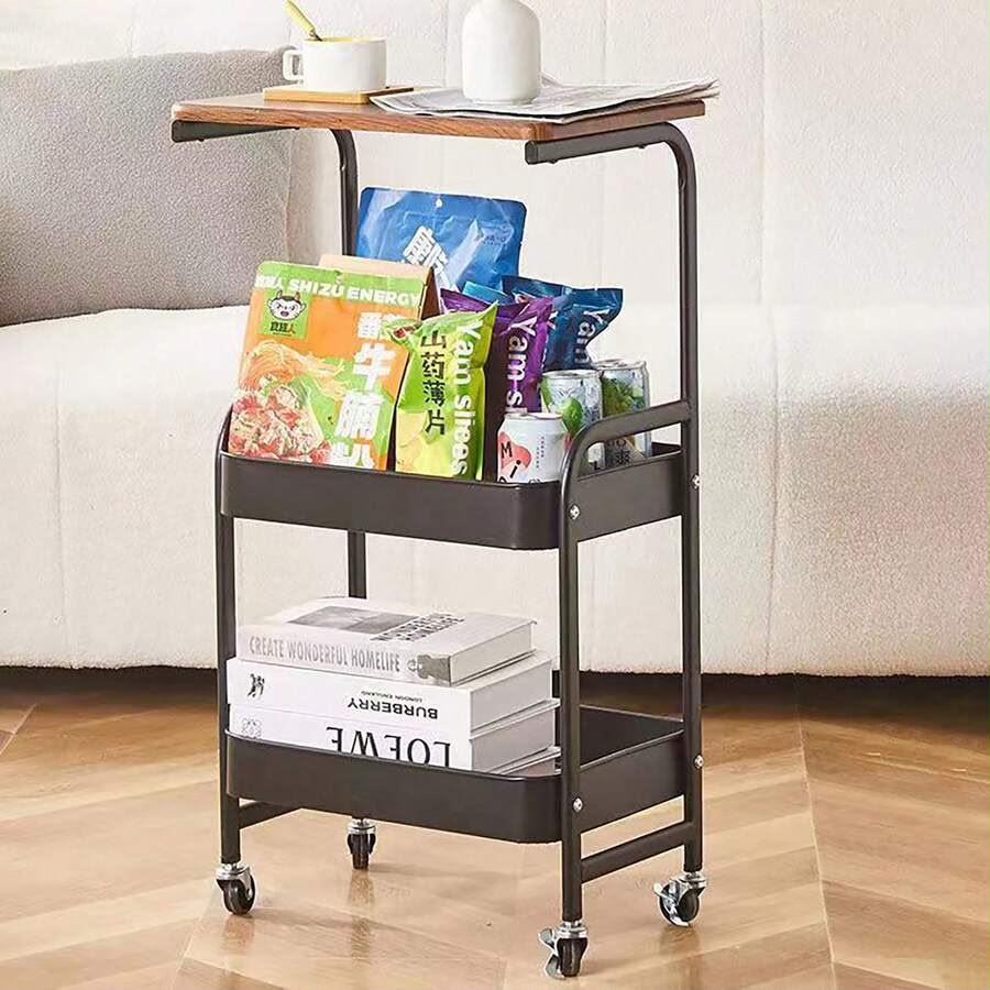 Rolling Side Table Cart – Multi-Tier Storage Organizer with Wheels