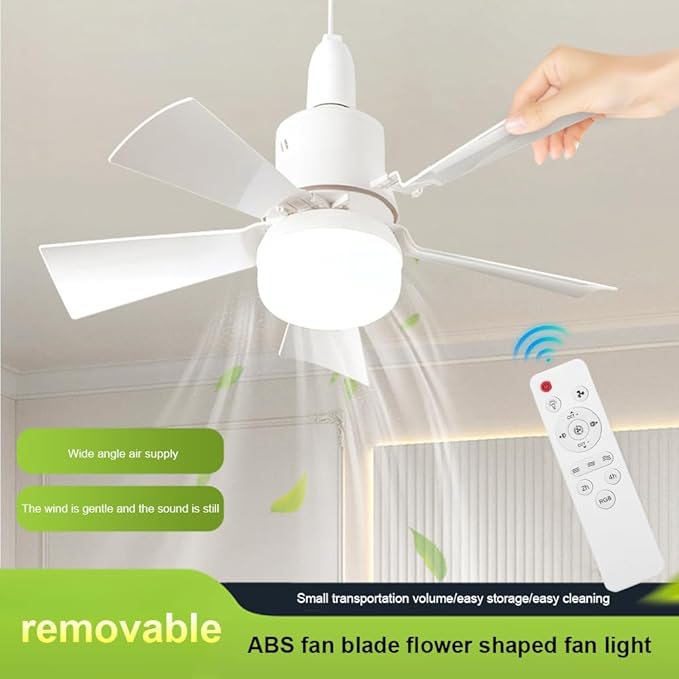 E27 Ceiling Fan with LED Light – Remote Control Fan Lamp