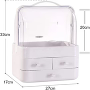 Dustproof Makeup Organizer with 3 Drawers – Waterproof Cosmetic Storage Box