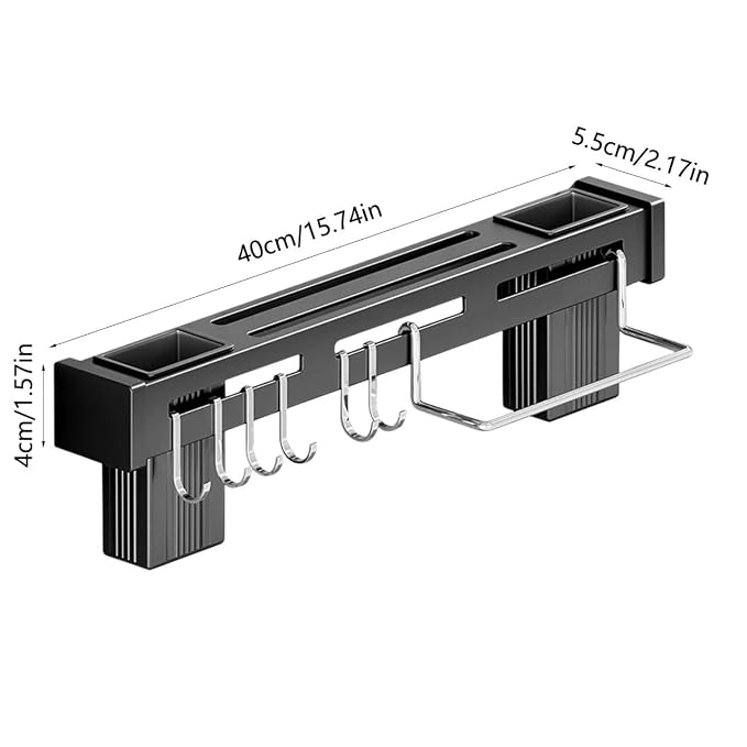 Wall-Mounted Kitchen Utensil Rack – Knife Holder with Hooks & Towel Bar 🔪✨