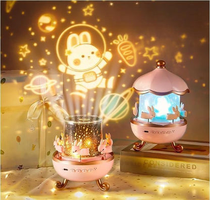 Galaxy Bunny Carousel Star Projector Lamp