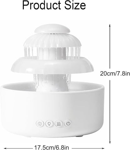 Cloud Rain Humidifier with Waterfall Lamp – 600ML-B ☁️🌧️✨
