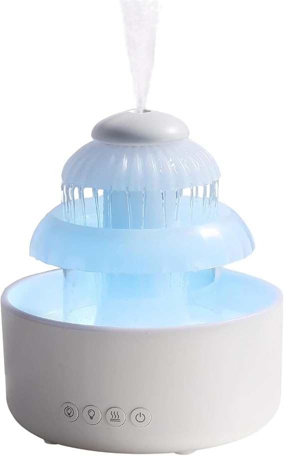 Cloud Rain Humidifier with Waterfall Lamp – 600ML-B ☁️🌧️✨
